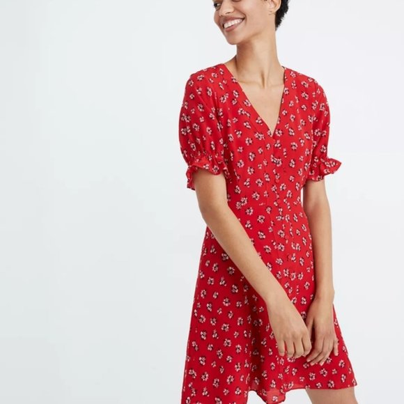 Madewell Silk Ruffle Sleeve Floral Dress - Picture 5 of 5